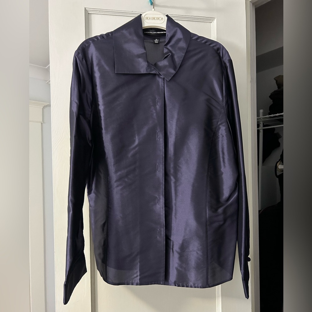 Vintage Linda Allard for Ellen Tracy Deep blue/Purple 100% Silk Blouse